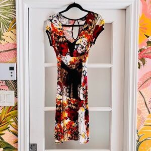 #31 Elegant Floral Midi Dress with Cutout Detail
